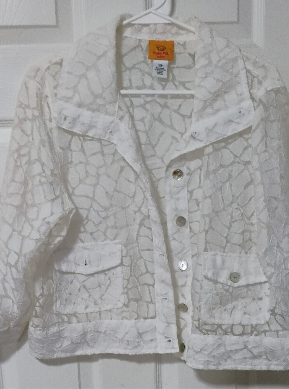 Ruby Rd. White Lace Textured Button-Front Jacket - Picture 1 of 5